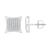 LADIES KITE SHAPE YUVA EARRINGS 0.25CT ROUND DIAMOND STERLING SILVER/WHITE GOLD