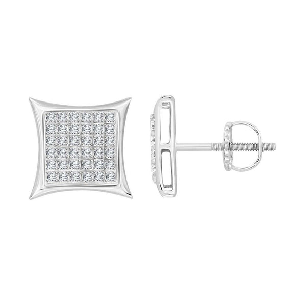 LADIES KITE SHAPE YUVA EARRINGS 0.25CT ROUND DIAMOND STERLING SILVER/WHITE GOLD