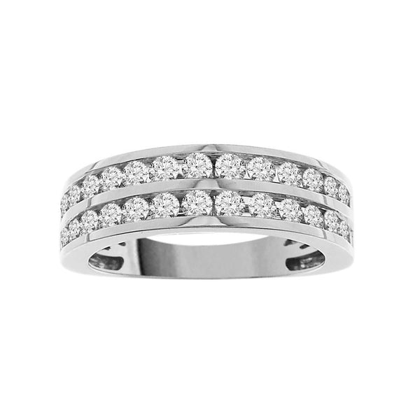 LADIES BAND 1.00CT ROUND DIAMOND 14K WHITE GOLD