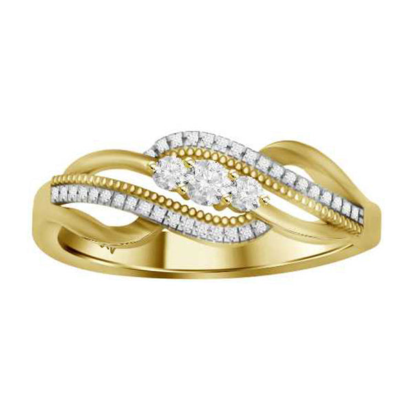 LADIES RING 0.15CT ROUND DIAMOND 10K YELLOW GOLD