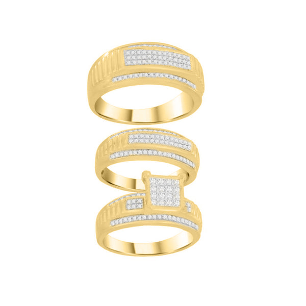 TRIOS SET 0.75CT ROUND/PRINCESS DIAMOND 10K YELLOW GOLD