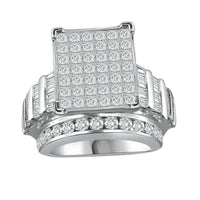 LADIES RING 4.00CT ROUND/PRINCESS/BAGUETTE DIAMOND 10K WHITE GOLD