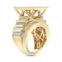 LADIES RING 4.00CT ROUND/PRINCESS/BAGUETTE DIAMOND 10K YELLOW GOLD