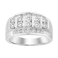 MEN'S BAND 1.50CT ROUND DIAMOND 10K WHITE GOLD