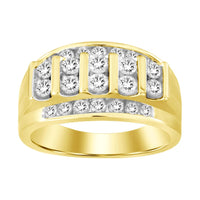 MEN'S BAND 1.50CT ROUND DIAMOND 10K YELLOW GOLD