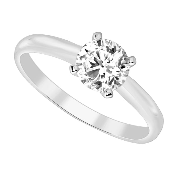 LADIES SOLITARE RING 1.50CT ROUND DIAMOND 14K WHITE GOLD