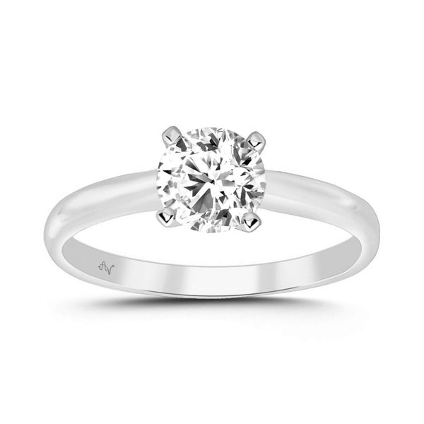 LADIES SOLITARE RING 1.50CT ROUND DIAMOND 14K WHITE GOLD