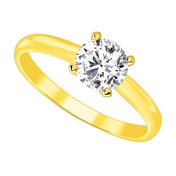 LADIES SOLITAIRE RING 1.50CT ROUND DIAMOND 14K YELLOW GOLD