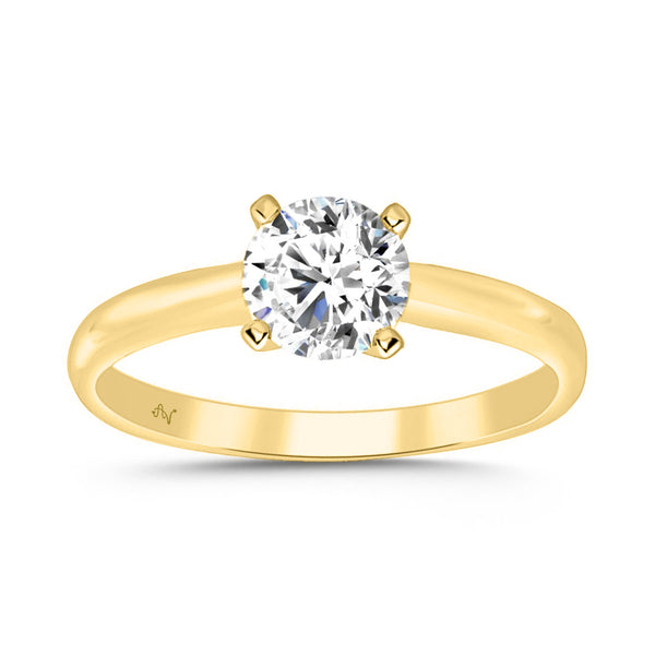 LADIES SOLITAIRE RING 1.50CT ROUND DIAMOND 14K YELLOW GOLD