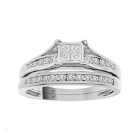 LADIES ENGAGEMENT RING ONLY 0.32CT ROUND/PRINCESS DIAMOND STERLING SILVER