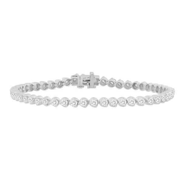 LADIES BRACELET 3.00CT ROUND DIAMOND 10K WHITE GOLD