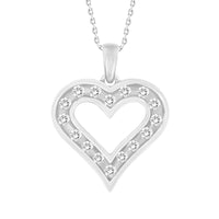 LADIES HEART PENDANT 0.25CT ROUND DIAMOND 10K WHITE GOLD