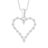 LADIES HEART PENDANT WITH CHAIN 0.25CT ROUND DIAMOND 10K WHITE GOLD
