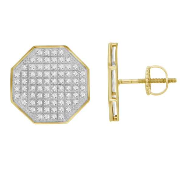 LADIES STUD EARRINGS 0.50CT ROUND DIAMOND 10K YELLOW GOLD