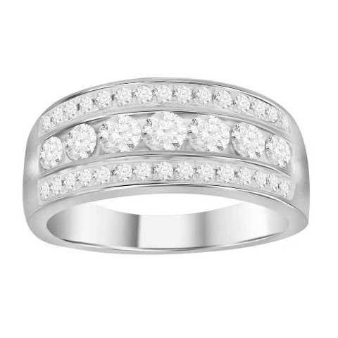 LADIES BAND 1.00CT ROUND DIAMOND 14K WHITE GOLD