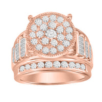 LADIES RING 2.00CT ROUND/BAGUETTE DIAMOND 10K ROSE GOLD