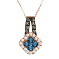 LADIES PENDANT 0.50CT ROUND/BLUE/DARK BROWN DIAMOND 10K ROSE GOLD