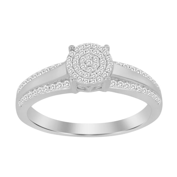 LADIES RING 0.20CT ROUND DIAMOND 10K WHITE GOLD