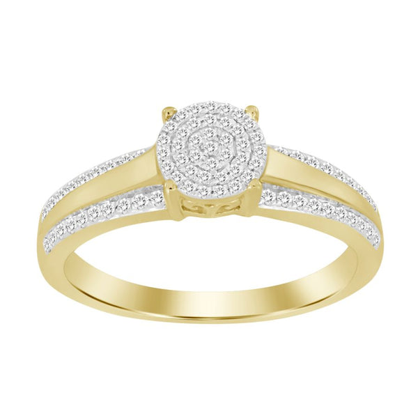 LADIES RING 0.20CT ROUND DIAMOND 10K YELLOW GOLD