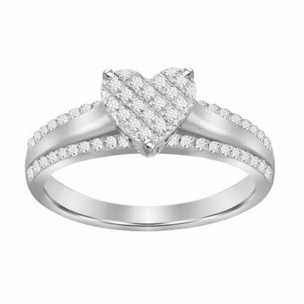 LADIES RING 0.20CT ROUND DIAMOND 10K WHITE GOLD