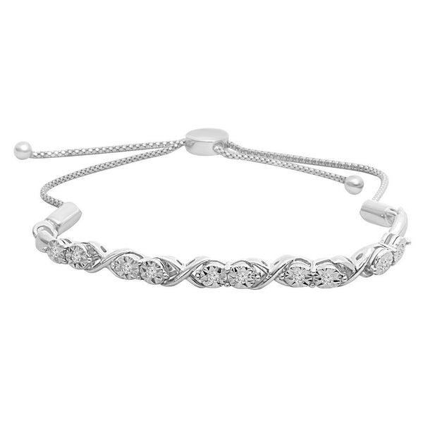 LADIES BRACELET 0.15CT ROUND DIAMOND STERLING SILVER/WHITE GOLD