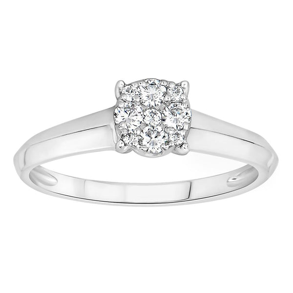 LADIES RING 0.33CT ROUND DIAMOND 10K WHITE GOLD