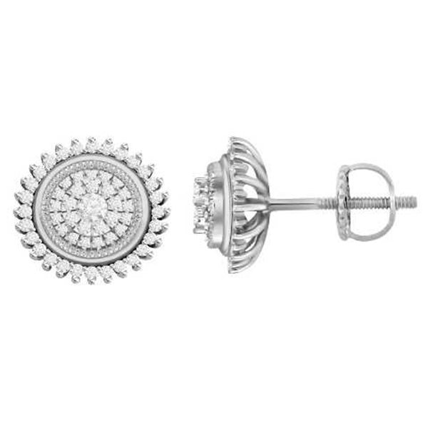 LADIES STUD EARRINGS 0.50CT ROUND DIAMOND 10K WHITE GOLD