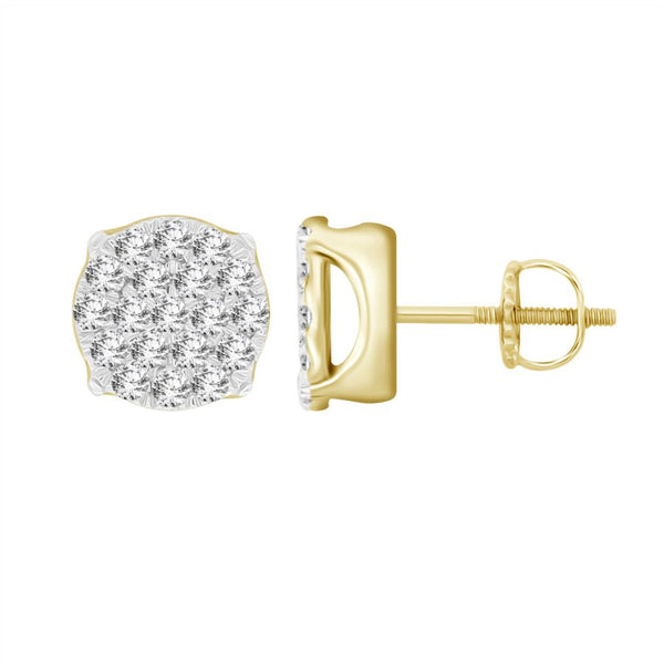 LADIES EARRING 0.50CT ROUND DIAMOND 10K YELLOW GOLD