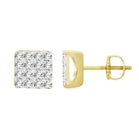 LADIES EARRING 0.50CT ROUND DIAMOND 10K YELLOW GOLD