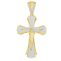 MEN'S CRO PENDANT 0.65CT ROUND DIAMOND 10K YELLOW GOLD