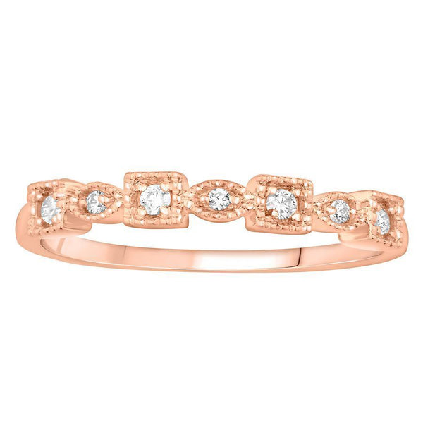 LADIES STACKABLE BAND 0.11CT ROUND DIAMOND 14K ROSE GOLD