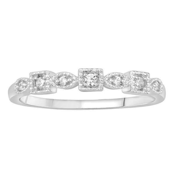 LADIES STACKABLE BAND 0.11CT ROUND DIAMOND 14K WHITE GOLD