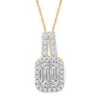 LADIES PENDANT 0.50CT ROUND/BAGUETTE DIAMOND 14K WHITE GOLD