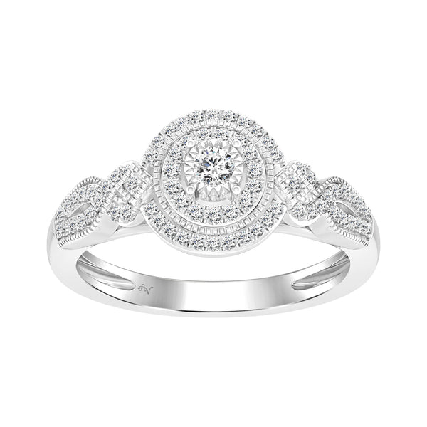 LADIES RING 0.33CT ROUND DIAMOND 14K WHITE GOLD