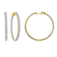 LADIES HOOP EARRINGS 7.00CT ROUND DIAMOND 14K YELLOW GOLD