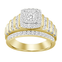 LADIES RING 1.50CT ROUND DIAMOND 10K YELLOW GOLD