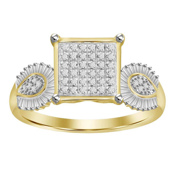 LADIES RING 0.40CT ROUND/BAGUETTE DIAMOND 10K YELLOW GOLD