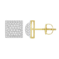 LADIES STUD EARRINGS 1.00CT ROUND DIAMOND 10K YELLOW GOLD