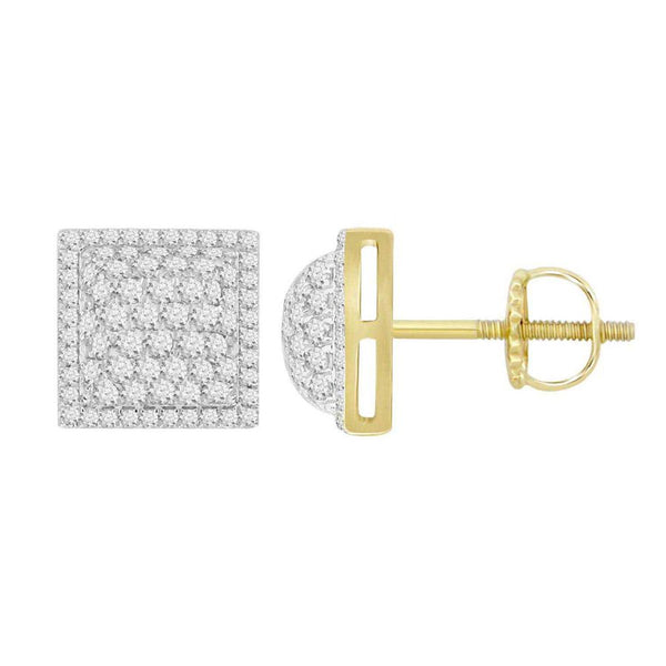 LADIES STUD EARRINGS 1.00CT ROUND DIAMOND 10K YELLOW GOLD
