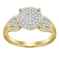 LADIES RING 1/3 CT ROUND/BAGUETTE DIAMOND 10K YELLOW GOLD