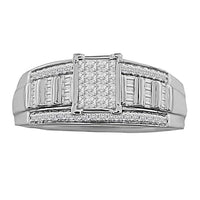 LADIES RING 1/2 CT ROUND/PRINCESS/BAGUETTE DIAMOND 10K WHITE GOLD