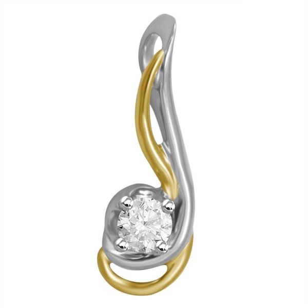 LADIES PENDANT 1/6 TOTAL CARAT WEIGHT ROUND DIAMOND 10 KARAT TT WHITE & YELLOW GOLD
