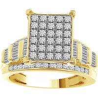 LADIES RING 1 1/2 TOTAL CARAT WEIGHT ROUND/ BAGUETTE DIAMOND 10 KARAT YELLOW GOLD