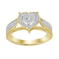 LADIES HEART RING 1/5 TOTAL CARAT WEIGHT ROUND DIAMOND 10 KARAT YELLOW GOLD