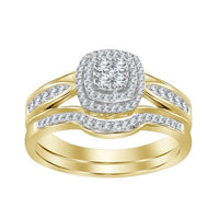 LADIES BRIDAL RING SET 1/3 CT ROUND DIAMOND 10K YELLOW GOLD