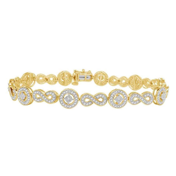 LADIES BRACELET 1/4 TOTAL CARAT WEIGHT ROUND DIAMOND SILVER YELLOW PLATED