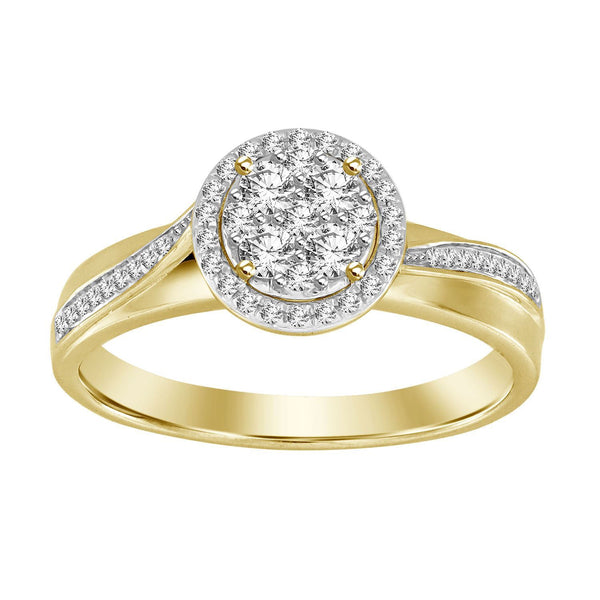 LADIES RING 1/4 CT ROUND DIAMOND 10KYELLOW GOLD