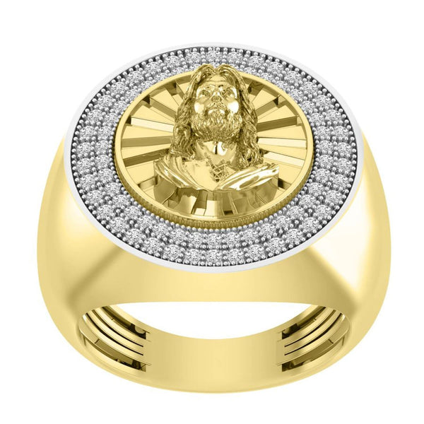 MEN'S RING 1/2 TOTAL CARAT WEIGHT ROUND DIAMOND 10 KARAT YELLOW GOLD