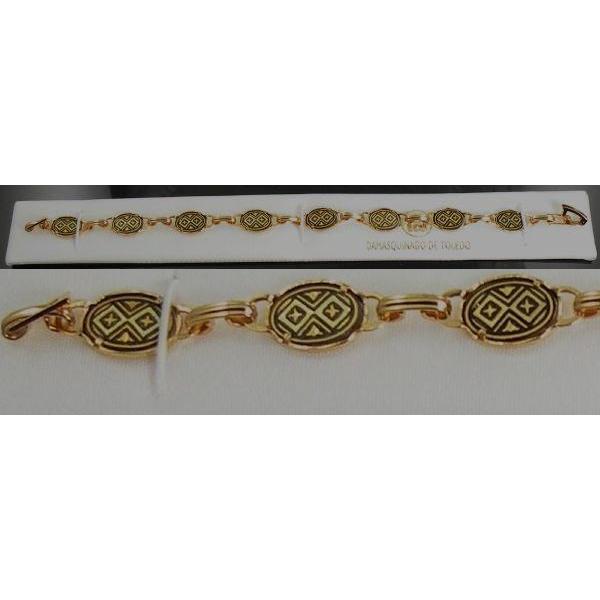 Damascene Gold Link Bracelet Oval Geometric by Midas of Toledo Spain style 800006 2023