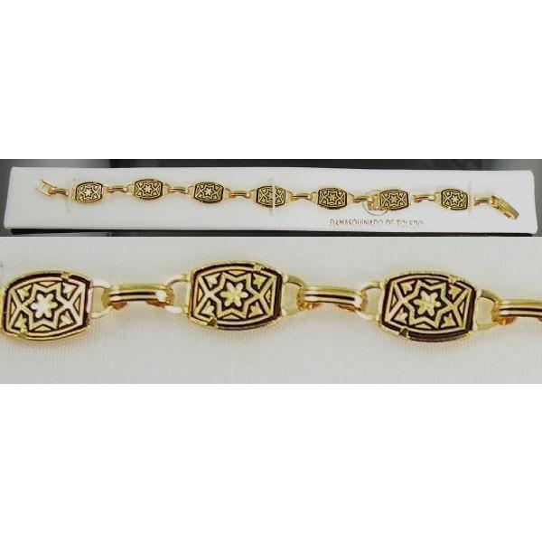 Damascene Gold Link Bracelet Rectangle Star of David by Midas of Toledo Spain style 800013 2042